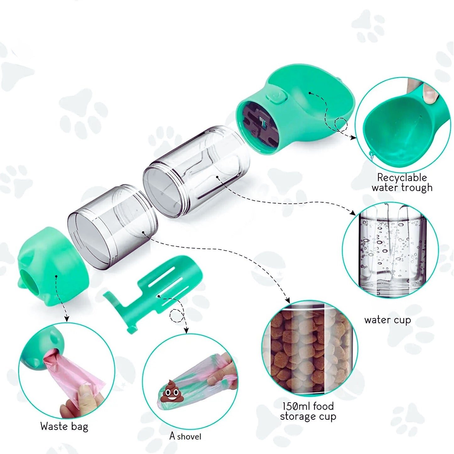 Multifunction pet travel bottle 3 in 1