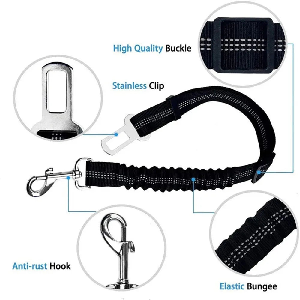 Reflective Adjustable Dog Safety Belt for Car