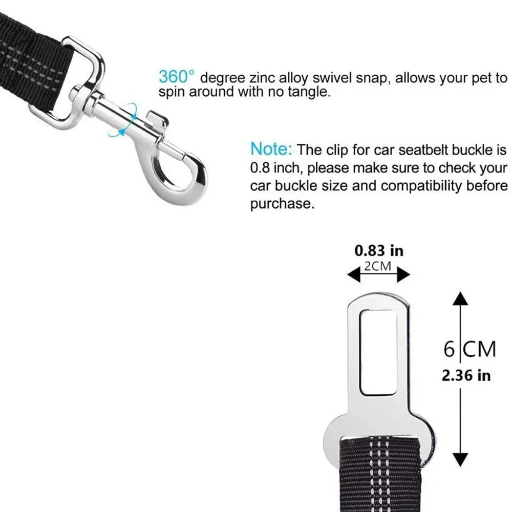 Reflective Adjustable Dog Safety Belt for Car
